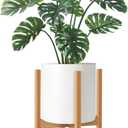 Mkono Plant Stand Mid Century Wood Flower Pot Holder (Plant Pot NOT Included) Modern Potted Stand Indoor Display Rack Rustic Decor, Up to 10 Inch Planter, Natural