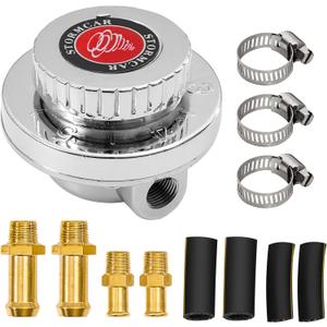 Adjustable Carb Fuel Pressure Regulator Kit Universal Manual 1-5 Psi Fuel Pump Pressure Regulator FPR for Carburetor Engine with 8mm 10mm adapters
