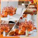 12 Pcs Pcs 20 Inch Fall Decorations Artificial Fall Flower Decor Maple Leaf Pumpkin Autumn Floral Picks Berry Stems Fake Flower Centerpieces for Table Thanksgiving Home Decor (Pumpkin)