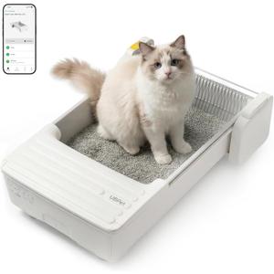 UBPET Self Cleaning Cat Litter Box, Open-Top Automatic Litter Box for Multiple Cats, Weight Sensors Safety Protection, Smart APP Control, Odor-Free Waste Disposal, Works with Bentonite Mineral Litter