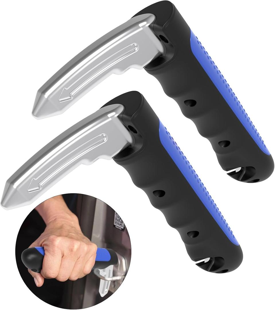 2Pack Multifunction Car Handle Assist for Elderly and Handicapped, 3 in 1 Automotive Door Assist Handle, Seatbelt Cutter, Window Breaker, Car Door Handle for Seniors (Blue)