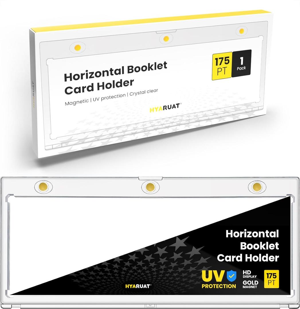 Horizontal Booklet Magnetic Card Holder 175pt One Touch UV Protection Case, Crystal Clear & Acid-Free Display for Trading Cards 1 Pack
