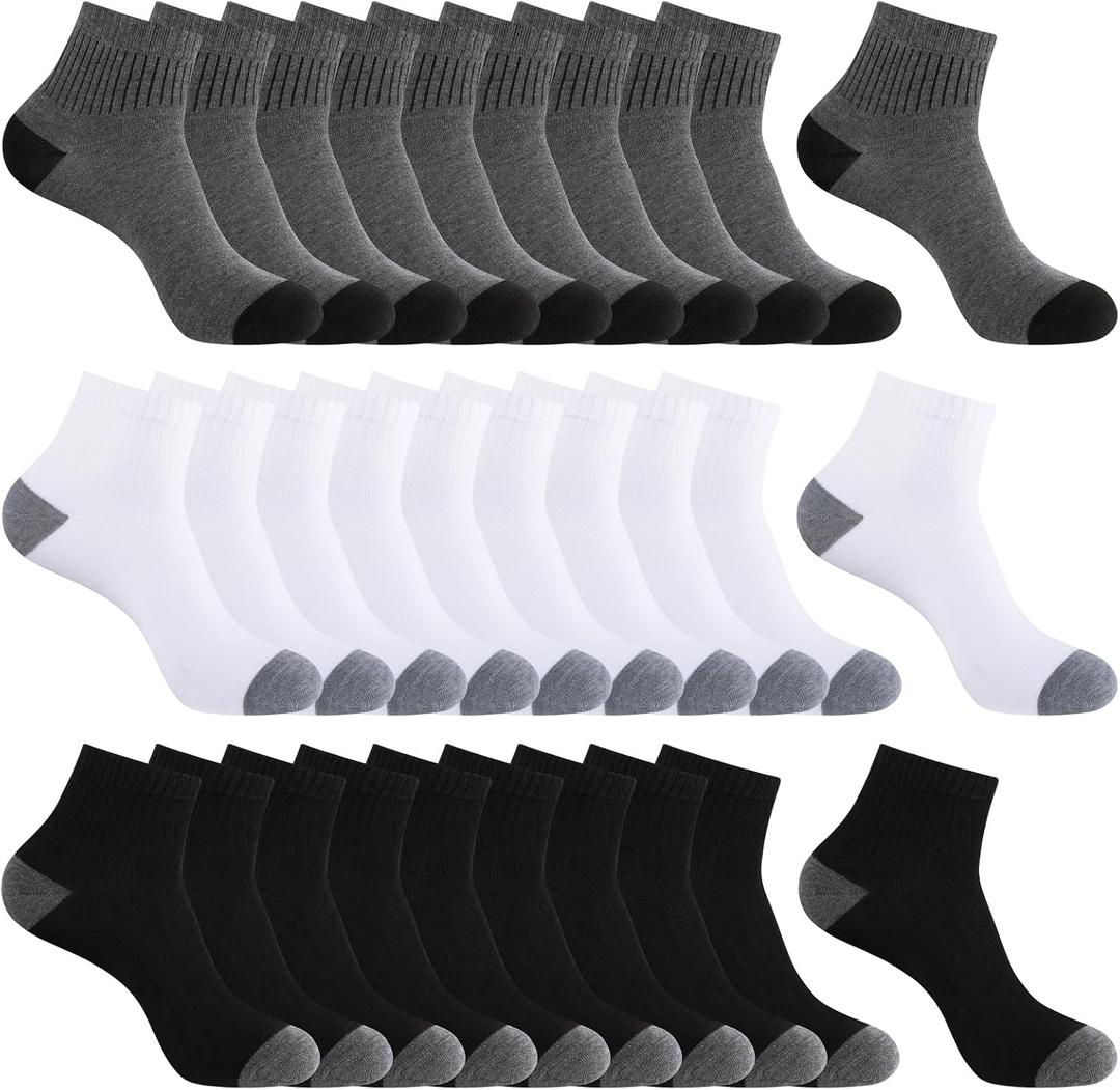 30 Pairs Ankle Socks For Men - Lightweight Mens Socks Size 9-12 Thin Casual Quarter Bulk Socks, Size: 8-12