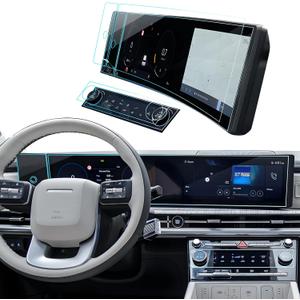 6PCS Car Screen Protector for Hyundai Santa Fe 2024 2025 Accessories Navigation&Left-Fingerprint Recognition&Air Conditioner Nano Touchscreen Protector Film HD Clear Bubble Free 12.3''