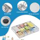 Marbrasse Expandable Desk Drawer Organizer, Mesh Tray with 10 Adjustable Compartments, Desk Organizers for Office Supplies, Makeup & Vanity (Expandable-Silver)