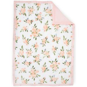 Little Unicorn Muslin Comforter Blanket | Soft & Breathable Muslin Fabric | 36"x50" | 100% Cotton | Crib & Toddler Bed Blanket (Watercolor Roses Grande)