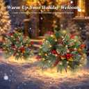Christmas Urn Filler, 20" Pre-Lit Artificial Xmas Tree Decor with Lights