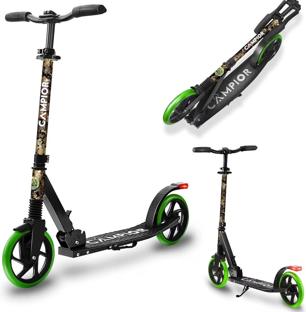 Kick Scooter for Ages 6+, for Kids, Teens, and Adults, Max Load 240 LBS, Foldable, 8-inch Big Wheels for Kids and Adults, with Kickstand, 3 Adjustable Levels, Child Safety Approved, Tree
