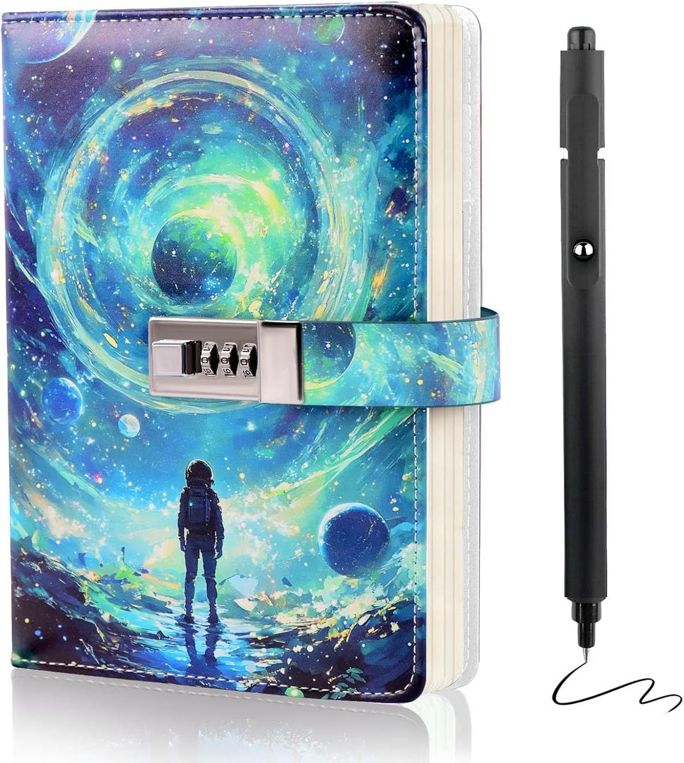 Diary with Lock for Boys Ages 8-12, A5 Journal with Lock 192 Pages-Adventure Travel Kids Journals for Teen Boys, Secret Diary with Pen, Graduation Notebook for 10 11 12 13 14 15 Teenage Men