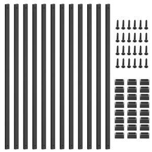 Sidasu 50 Pack 36 Inch Black Metal Deck Balusters, Hollow Rectangular Stair Spindles with End Caps & Screws, Side Mount Railing for Decks, Porches, Fences, Stairs