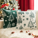 AQOTHES Christmas Tree Green White Throw Pillow Covers 18x18 inch Set of 2 Faux Fur Throw Pillows for Couch Sofa Holiday Festivals Winter Home Decor