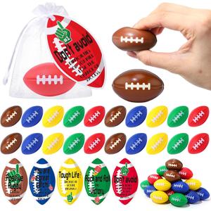 Skylety 20 Set Mini Football Stress Ball 5 Styles Football Party Favor Bulk 2.13 Inch Foam Stress Ball with Inspirational Card for Sport Party Prizes Decor Goodie Bag Stuffer Birthday Gift