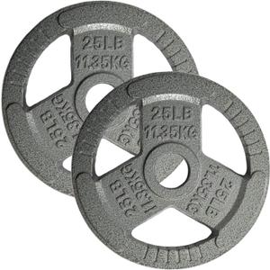 Yes4All Tri-Grip Handles Cast Iron Olympic Weight Plates, 2-Inch Weight Plates for Weight Lifting with Smooth and Durable Finish, Suitable for Strength Training Exercises (Single, Pair and Set)