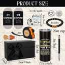 Patelai 9 Pcs Step Dad Father's Day Best Dad Ever Gift Set Includes 20 oz Tumbler with Lid Socks Baseball Cap Tape Measure Bracelet Acrylic Medal Pocket Hug Token Pen Gift Box for Men Birthday