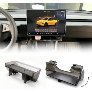 zorik Under Screen Storage Organizer for Tesla Model Y Juniper (2025-2026) & Model 3 Highland (2024-2026), Hidden Minimalist Dashboard Tray, Stable Snap-on Installation, Interior Accessories Black