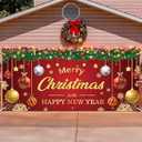 Christmas Garage Door Cover，7×16 FT Christmas Garage Door Decorations– Premium Fiber Fabric Garage Banner with Metal Grommets for Garage, Fence, Yard & Backdrop