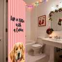 Pink Golden Retriever Door Cover Banner, Life Is Better with a Golden Front Door Cover Photography Background Decor for Porch Entryway Wall Hanging Decoration, 35 * 79 Inch
