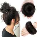 Space Buns Hair Piece 2 Packs Human Messy Buns 100% Human Hair Bun Real Scrunchies HairPieces Ponytail Extensions Straight Tousled Updo Chignon Hairpieces for WomenNatural Black