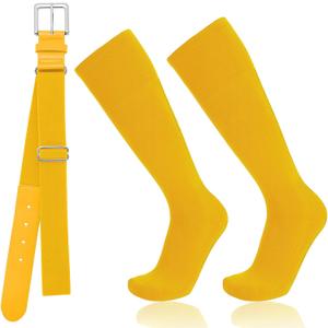 Baseball Socks and Belt Combo for Youth Adult - Softball Socks and Belt for Boys and Girls (Medium, Yellow)