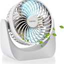 Desk Fan with Strong Airflow, 6.8 Inch Quiet Small Portable Table Fan, Brushless motor, 3 Speed Settings, 360 Adjustable Tilt Head, Rechargeable, Battery Powered Fan for Home or Office, Travel