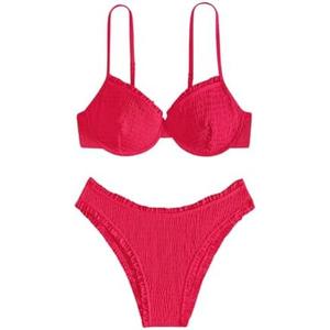SweatyRocks Women's Bikini Sets for Women Textured Push Up Bathing Suits 2 Piece Swimsuit S