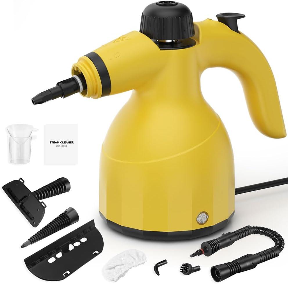 Handheld Steam Cleaner - Multipurpose Pressurized Steamer, Fast Heat w/ 9.18FT Cord - Chemical-Free Steam Cleaner for Home, Grout, Cars, Upholstery, Windows, Bathrooms & More
