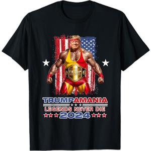 Retro Trump Funny Wrestling Meme Trumpamania 2024 T-Shirt, Small