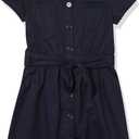 French Toast Girls' Short Sleeve Safari Dress (10, Navy Blue)