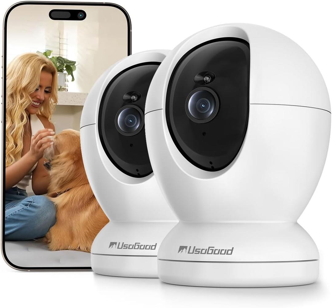 usogood 2.5K Indoor Camera for Home Security, 360 Security Camera Indoor, Baby/Pet Camera with Phone App, Support 5G/2.4Ghz WiFi, Auto Motion Tracking Detection, 2-Way Audio, Best Gift(2-Pack)