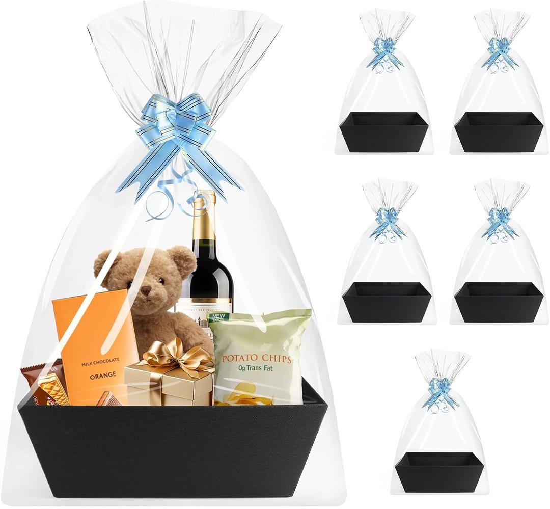 [5pk] Baskets For Gifts Empty - Gift Baskets Empty - Gift Basket empty To Fill, Sturdy Cardboard Market Tray For Holiday, Birthday, Wedding, Christmas, Valentines, Thanksgiving, Easter, Halloween