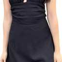 Women's Sexy Summer Mini Dress - Halter Deep V Neck Flowy Chiffon Bow Tie Backless Dresses for Club Party, Night Out (L)