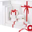Bobobag 13 Pack White Gift Boxes with Lids for Presents, Assorted size Gift Boxes for Christmas ( 3 Extra large 17",3 Large 14.25",3 Medium 11",4 Small 4" ,Red Ribbon ), 4 inch Deep Box for Wrapping Robe Scarf Mug.
