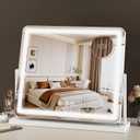 Vanity Mirror with Lights, 24"x20" Hollywood Lighted Makeup Mirror for Tabletop & Bedroom 3 Color Lighting Modes Smart Touch Control 360 Rotation Detachable