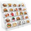 Acrylic Sticker Display Stand with Curved Pockets for Big 4'' Stickers- Brochure Holder with Customizable Space - On the Go Display Stands for Vendor Events - Ideal for Small Business Vendors (Large)