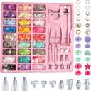 LYNDA Plastic and Metal Snap Buttons with Snaps Pliers Set,300 Sets Plastic and Metal Snap Buttons for Sewing and Crafting (Pink)
