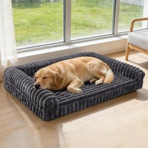 Waterproof Orthopedic Dog Bed for Medium Dogs, Medium Non-Slip Pet Beds with Sides, Egg-Crate Memory Foam Dog Couch for Crate Removable Washable Cover, Grey