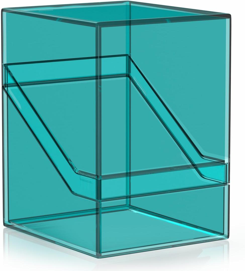 Mlikero Card Deck Cases, Acrylic Commander Deck Box Holding 100+ Sleeved Cards with Dividers, Clear Card Storage Box Fit for MTG, TCG, Sports Cards (Mint Blue)
