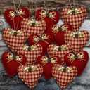 SmoothNovelty 12 Pcs Valentine Heart Ornaments for Tree 3.54 Inch Vintage Fabric Heart Shape Tree Decoration Rustic Red Pink Plaid Baubles Hanging Ornaments for Valentine's Day Wedding Anniversary