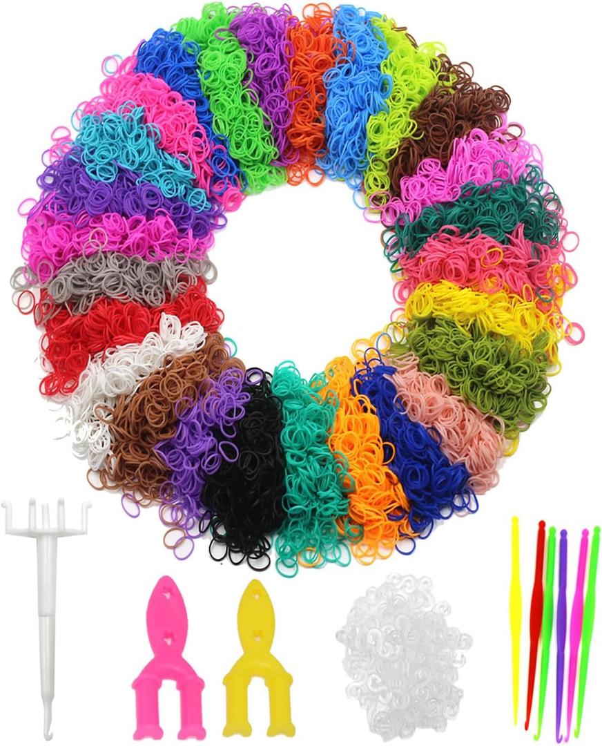 12500+ Loom Rubber Bands Refill Kit in 26 Color with 500 Clips,6 Hooks, Premium Bracelet Making Kit for Weaving DIY Crafting Gift