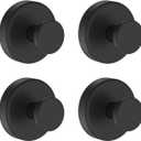 Suction Cup Hooks for Shower, Removable Towel Hooks for Bathroom Window Glass Door Wall, Bath Robe Looafh Hook for Hanging - 4 Pack, Black