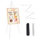 MXG Portable Folding Metal White Display Easel Stand for Sign, Painting & Poster, 66" Height Adjustable Acrylic Sign Holder with 4 Clips for Wedding, Office, Art Exhibition & Classroom