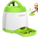 PETGEEK Automatic Dog Treat Dispenser with Button  Puzzle Memory Training Feeder, Pet Geek Button Treat Food Dispensing Toys Interactive, Iq Training Dog Feeder (Green)