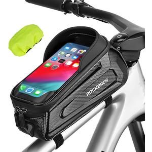 ROCKBROS Bike Phone Bag Waterproof Bike Bag Phone Mount EVA Hard Shell Bike Pouch with Rain Cover Compatible with iPhone 14/12/11 Pro XR XS Max Phones Below 6.8