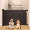 Retractable Baby Gate, Momcozy Extra Wide Mesh Baby Gates for Stairs, 33" Tall, Extends to 71" Wide, Pet Dog Gate for Doorways, Stairs, Hallways, Indoor/Outdoor (Black)