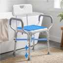 Onepeak Shower Chair for Inside Shower, 550 LBS Heavy Duty Bath Seat & Reinforced Crossbar, Padded Armrests, Removable Back, Gel Cushion, 6 Height Adjustable for Elderly, Disabled, Pregnant