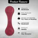 Personalized Leather Magnetic Bookmarks (1 Pack) Vintage Custom Engraved Initial ID Identification Book Marker Clip Gift for Book Lover Avid Readers (Letter V, Red)