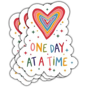 3 Pcs One Day at A Time Sticker, Mental Health Stickers One Day at A Time Bumper Sticker Vinyl Decal for Laptop Phone Water Bottle Cars Phone Case Laptop 3"x3"