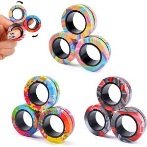 Cevioce 9Pcs Magnetic Rings Fidget Toy Set, ADHD Anxiety Magnetic Fidget Toys Adults Fidget Spinner Rings for Relief, Gifts for 8+ Year Old Teen Boy Easter Basket Stuffers Gifts for Teens Boys Adults