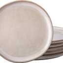AmorArc Ceramic Dinner Plates Set of 6, 10.5 Inch Handmade Reactive Glaze Stoneware Plates, Rustic Shape Dinnerware Dish Set for Kitchen, Microwave & Dishwasher Safe, Scratch Resistant-Cappuccino