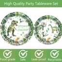 80 Pcs Watercolor Dinosaur Birthday Decorations Green Dino Paper Dinner Plates Napkins Forks Dinnerware for Dinosaur Theme Baby Shower Boys 1st 2nd 3rd 4th Birthday Party Supplies